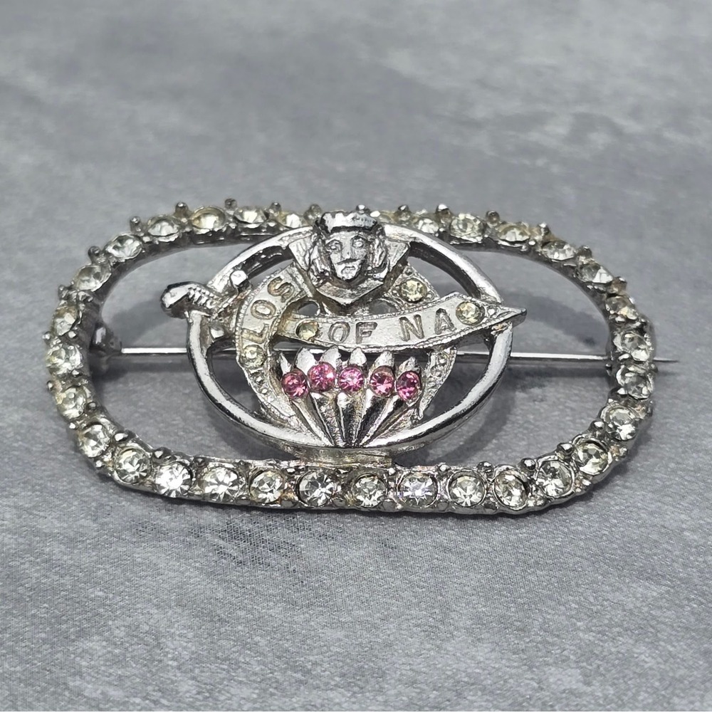 Vintage ORA LOS OF NA Ladies Oriental Shrine of North America Rhinestone Brooch